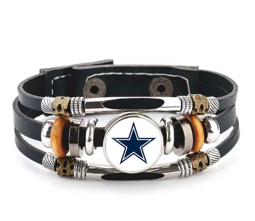 Dallas Cowboys Leather Strap Bracelet and Earring Jewelry Set